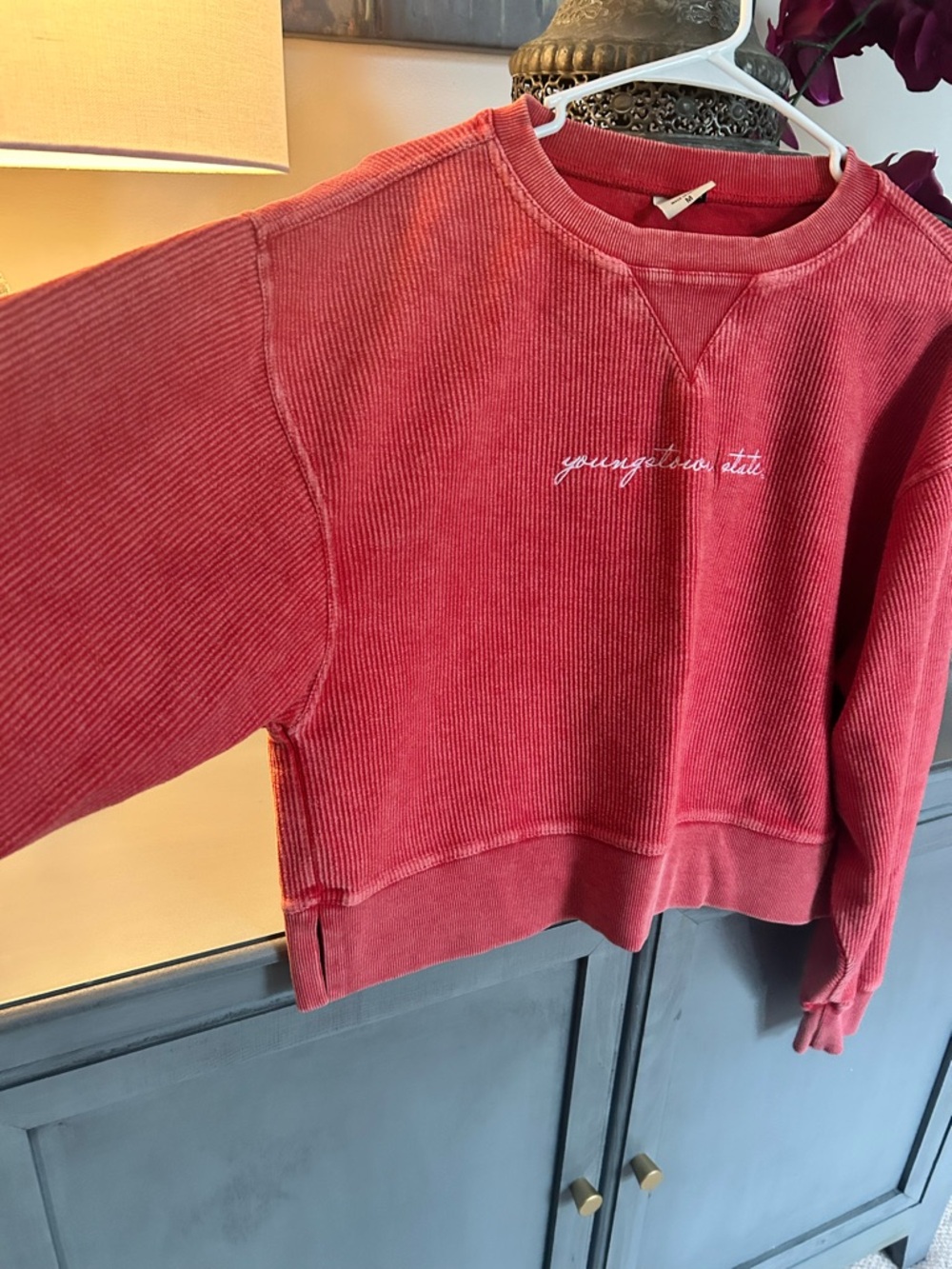 Chicka d Original Corded Red Crew VTG Wash Sweatshirt Collegiate Med wide cut